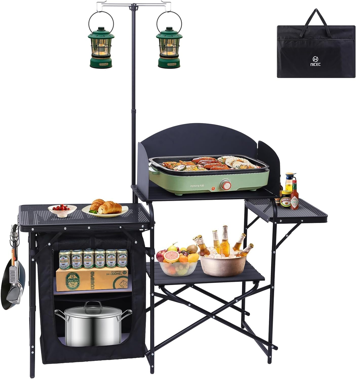3CEA3690-E285-5D0C-2AAD-5E3823E9C1E5 Portable Charcoal Grill, Folding Camping Grills + Camping Kitchen Station, Camping Table, Picnic Table, Grill Table, Folding Table - Image 1