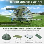 5-in-1 Tent Cot 2-Person Portable Outdoor Camping Tent Combo with Air Mattress Sleeping Bag & Sunshade - Image 9